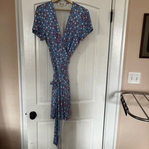 DVF Diane Von Furstenberg Polka Dot Wrap Dress | L